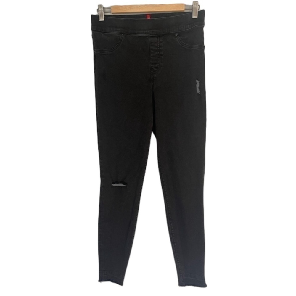 SPANX Vintage Black Distressed Ankle Skinny Pullon Leggings Elastic Waist - Picture 3 of 15